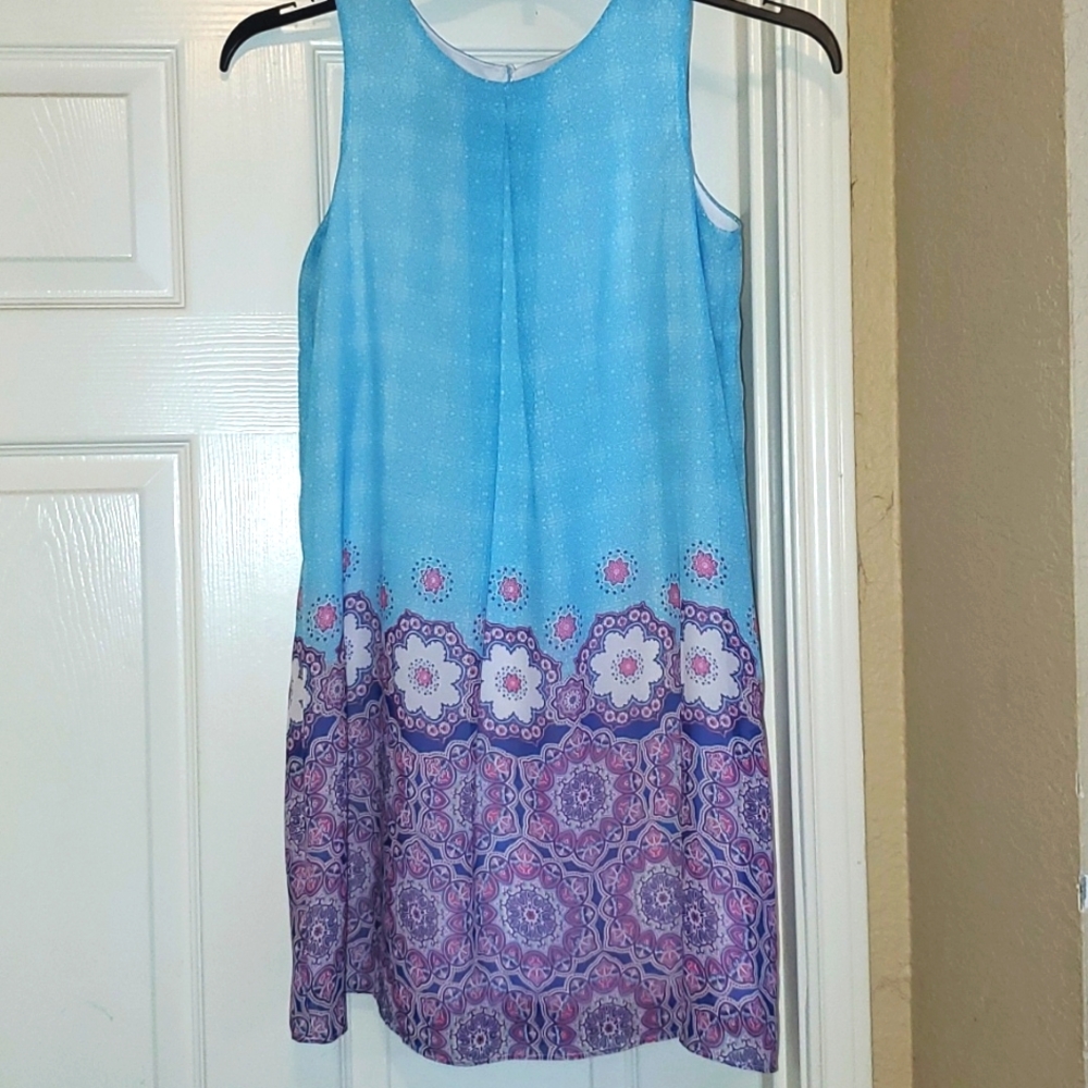 Size 16 Girls light blue with purple & pink accent design